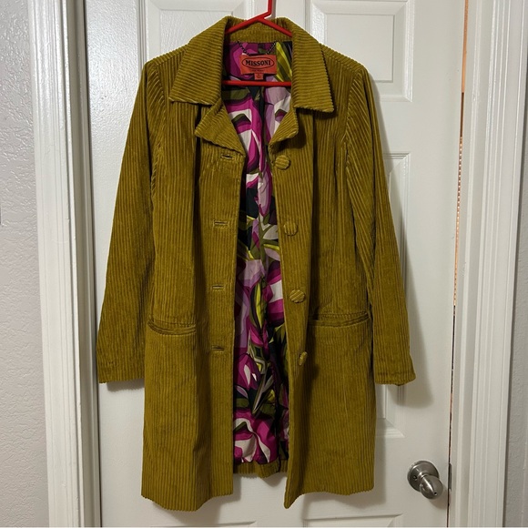 Missoni For Target Ochre Yellow Corduroy Trench Coat Jacket Size M - Picture 4 of 12